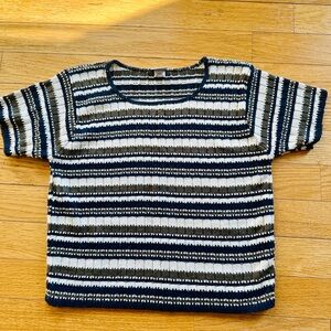 Striped Short Sleeve Knit Top
